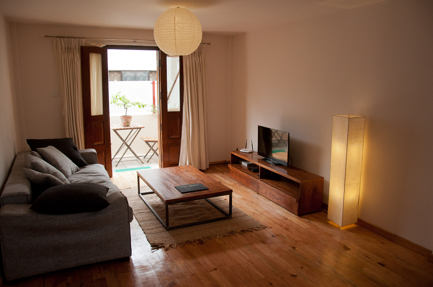 Comfortable sofa and T.V for living.
