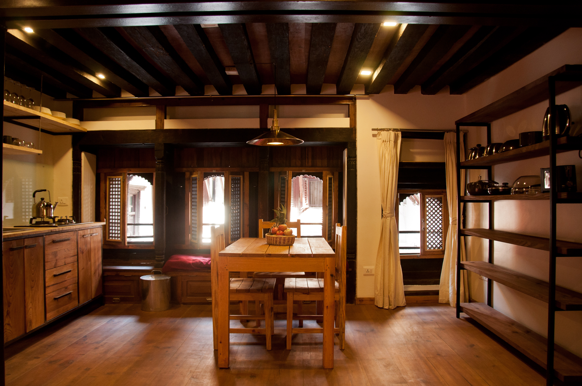 Kitchen and dining table.