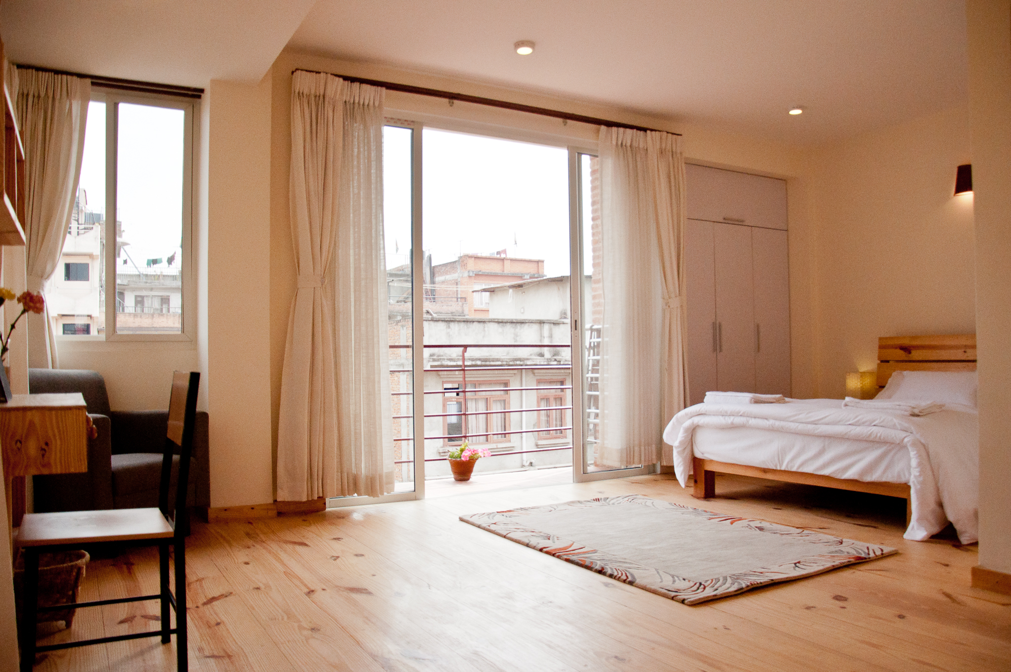 Bright bedroom with natural light from east.