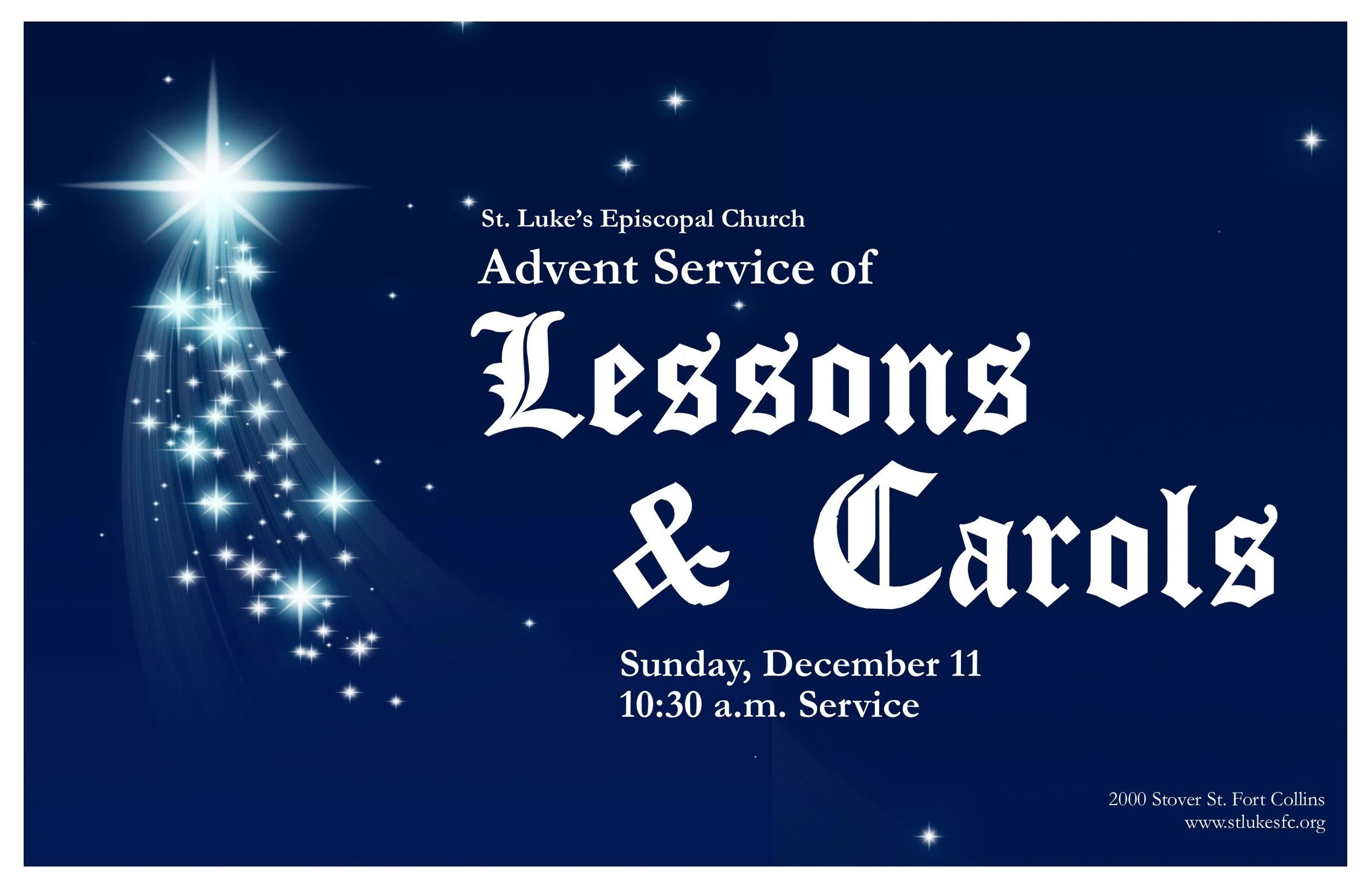 Lessons & Carols at 10:30 a.m. Worship