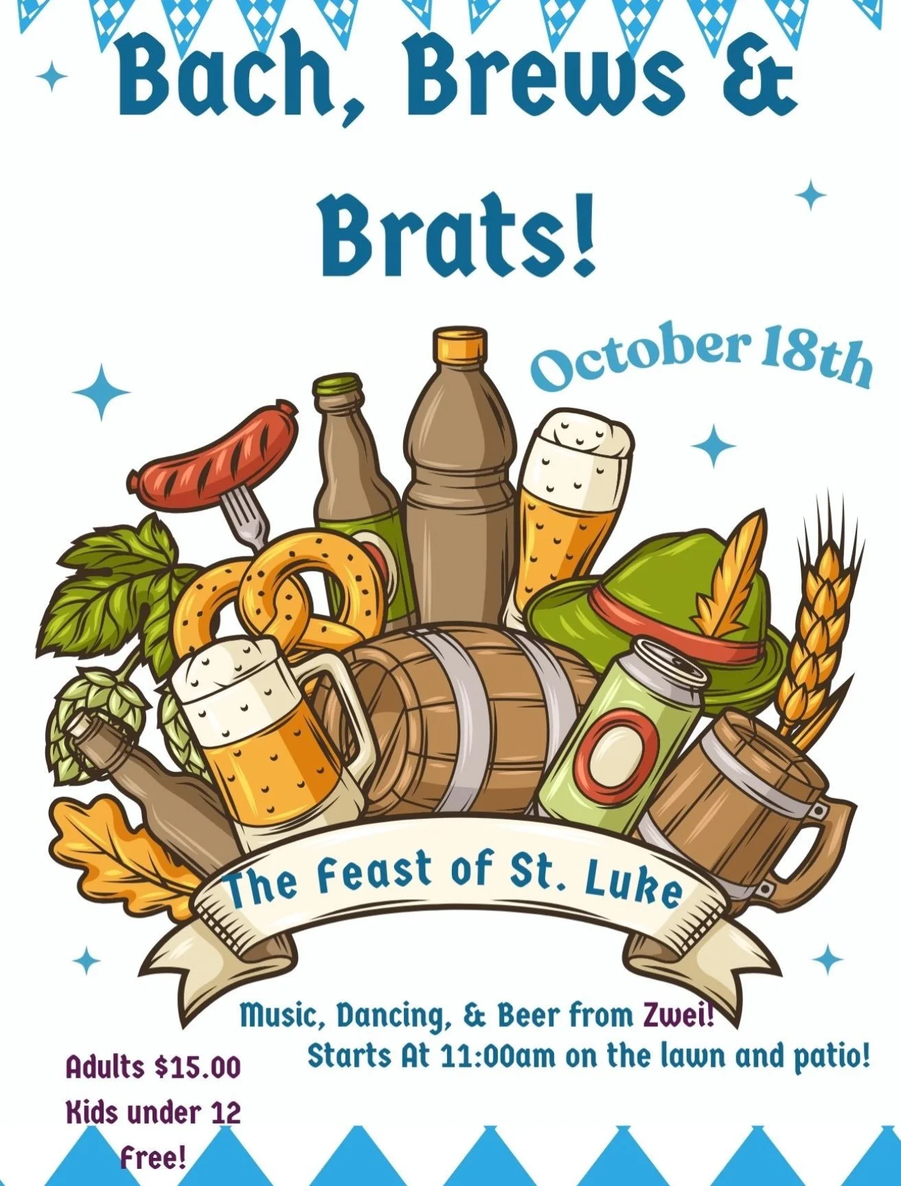 Join us in our celebration of the Feast of Saint Luke this Sunday after the 10am service. We will celebrate with Bach, Brews and Brats. Neu Polka Colorado is playing and Zwei has sponsored us with brews. Come on over and experience our open and lovin