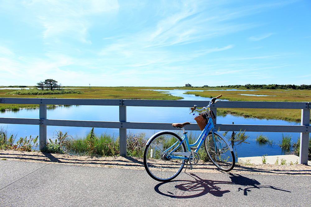 The Shining Sea Bikeway is a rail trail on Cape Cod in Falmouth, Massachusetts, in the northeastern United States. The path runs for over ten miles, from the Woods Hole Ferry terminal in Woods Hole to North Falmouth.
