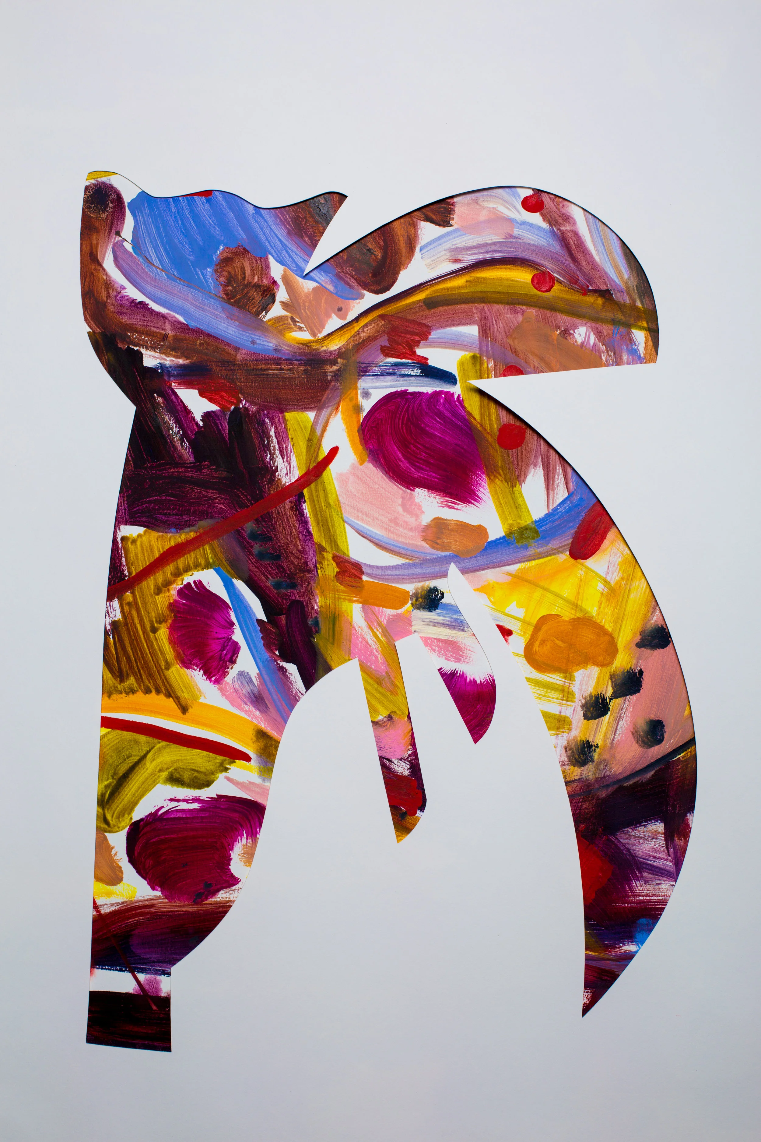 Oil on paper, paper cutout 22" x 30" 2016