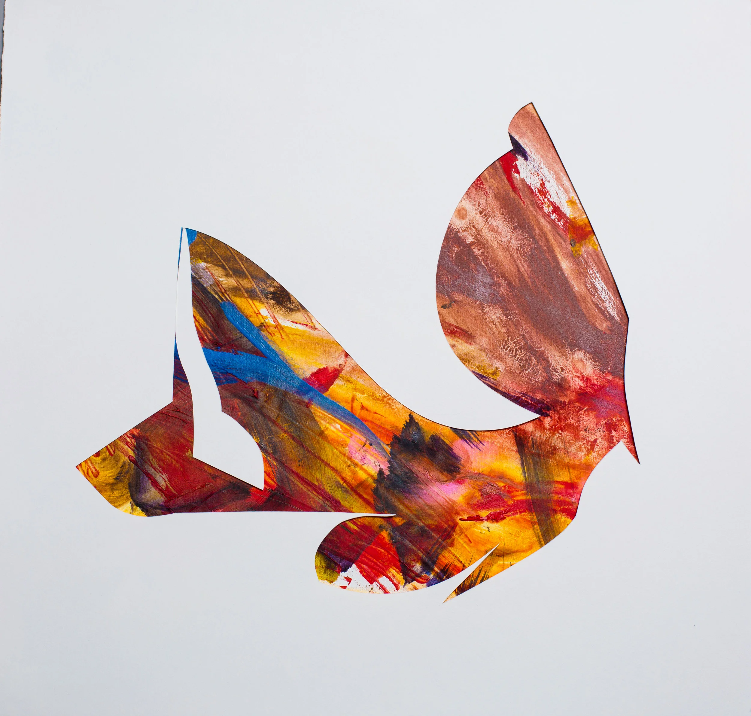 oil on paper, paper cutout 15" x 16"