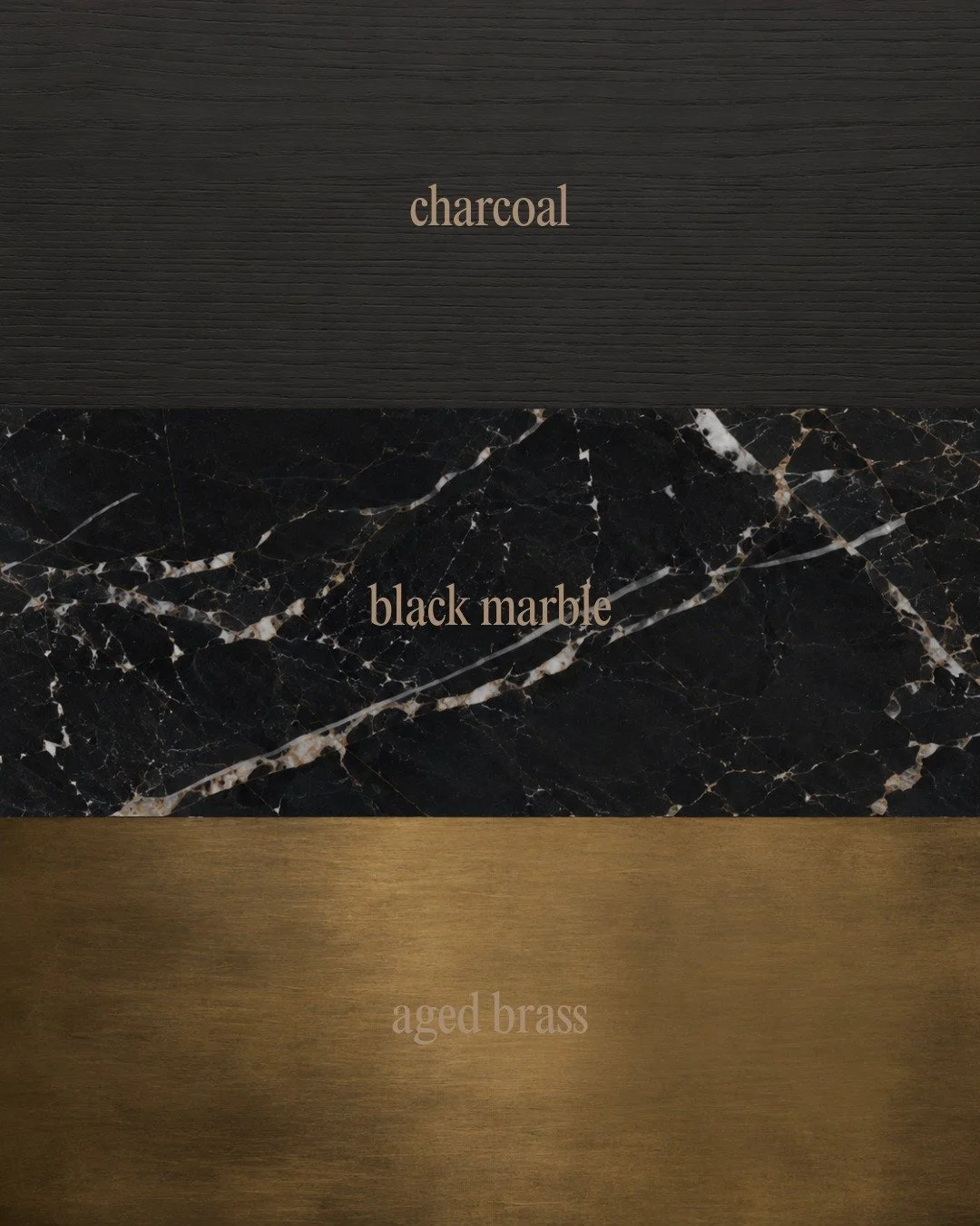 Not every home needs to be warm and light.

Some of the most beautiful spaces we design lean into depth, drama, and restraint &mdash; and this palette is exactly that.

Charcoal, black marble, and aged brass. The combination that makes a room feel co