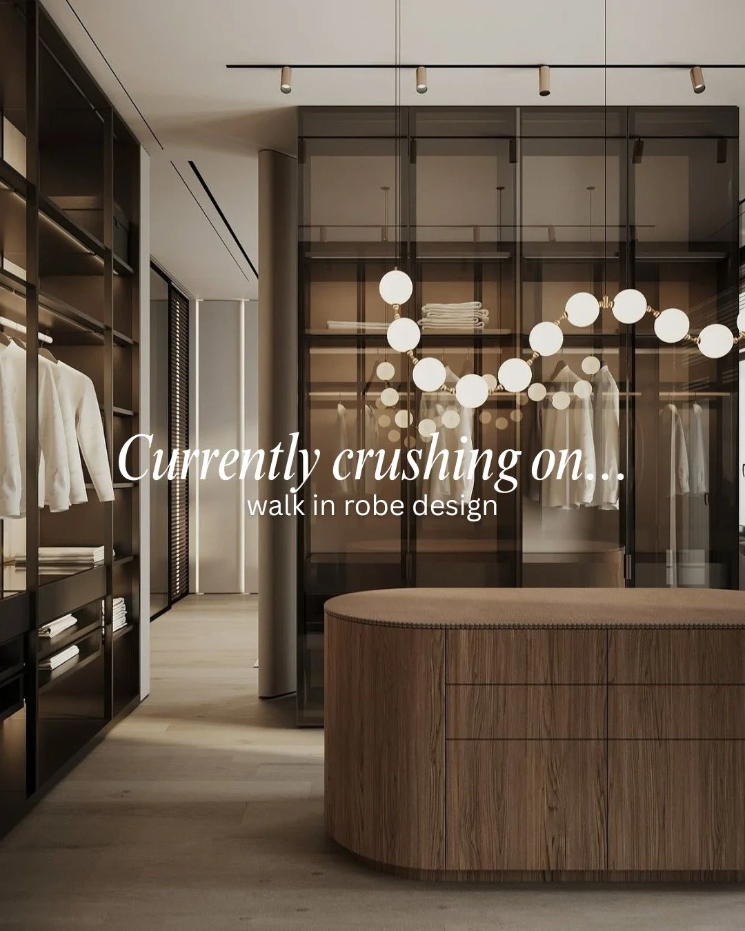 Walk in wardrobe season is always.

If the WIR is on your brief for your forever home, save this one. These are the details worth getting right before you lock in your joinery.

What I'm currently crushing on:

Rich dark walnut and warm timber joiner