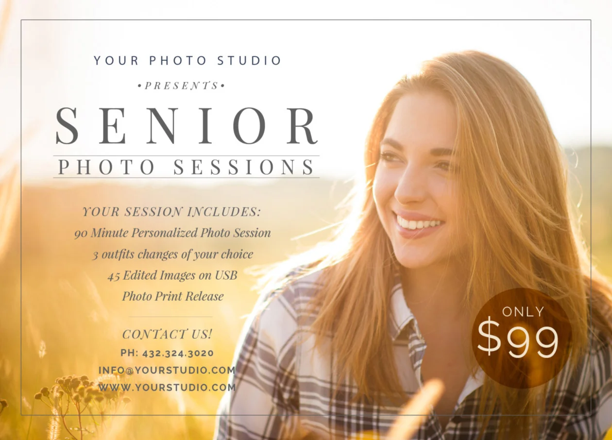 senior photo sessions marketing board