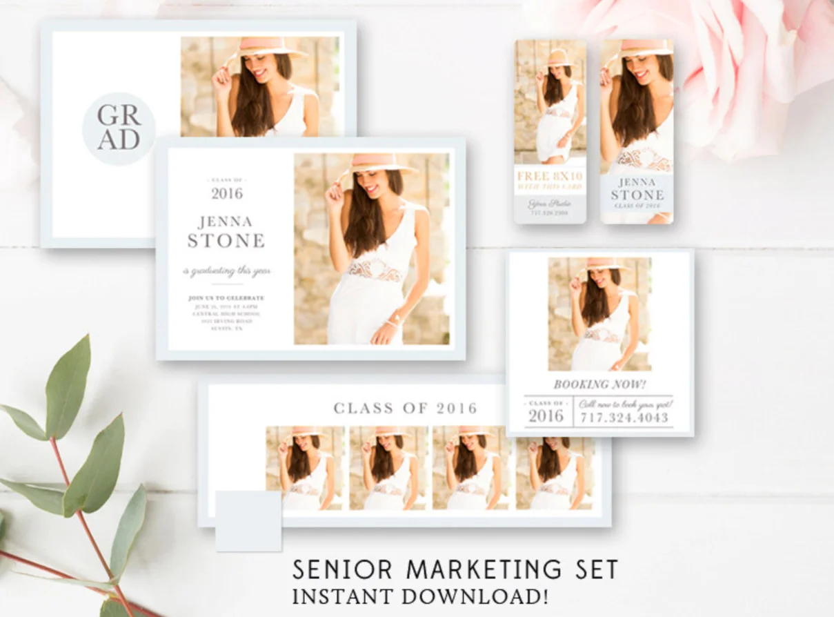 modern senior marketing set - senior announcement