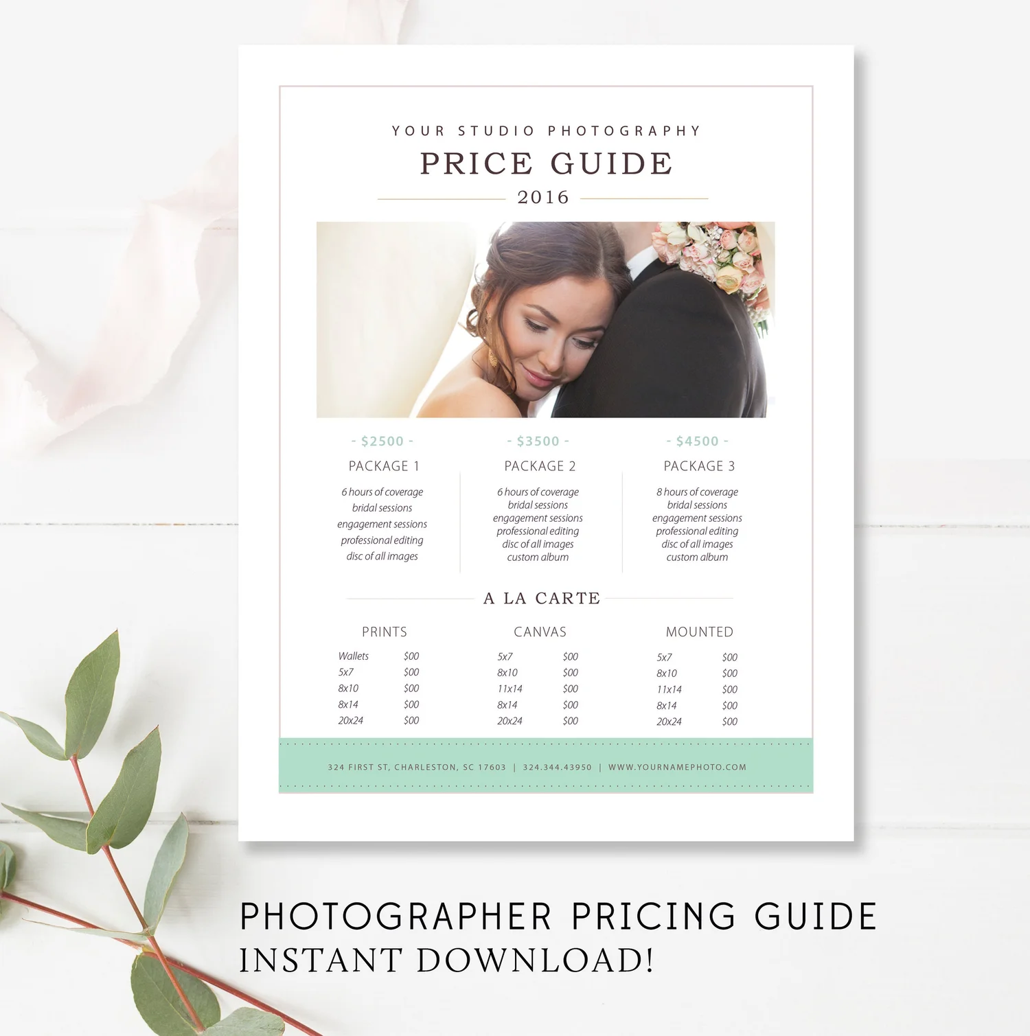 Photography Price List Template — By Stephanie Design