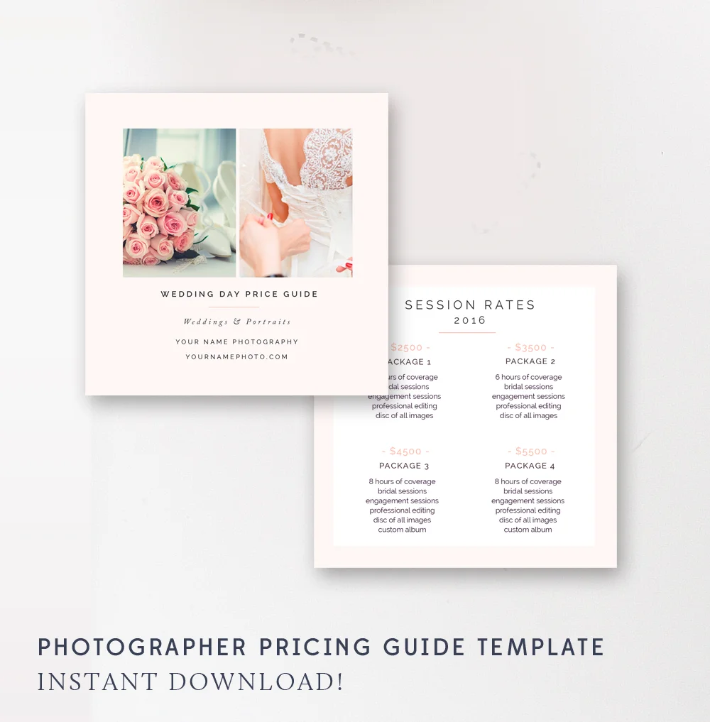 photographer pricing list template