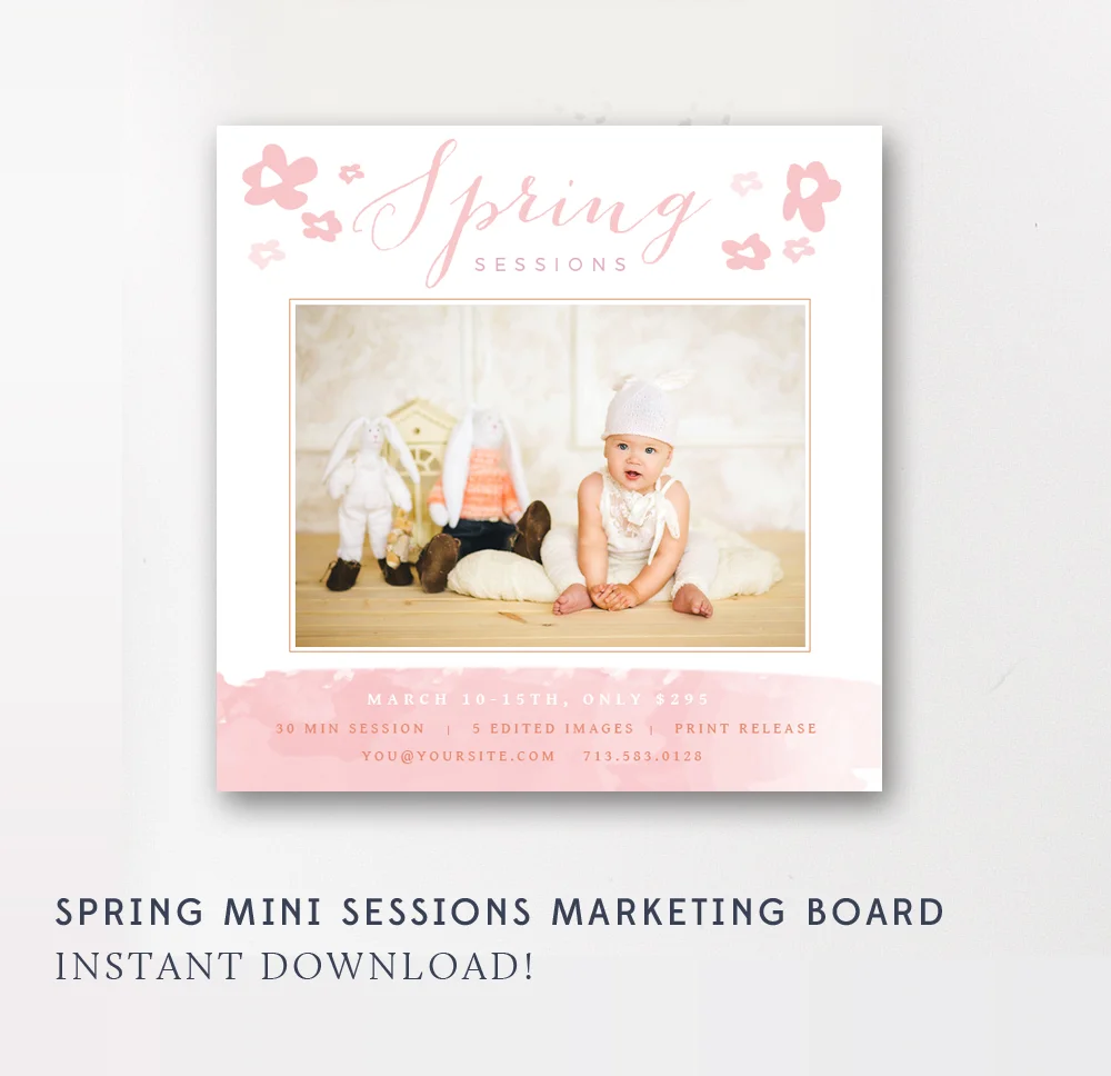 spring mini session marketing board