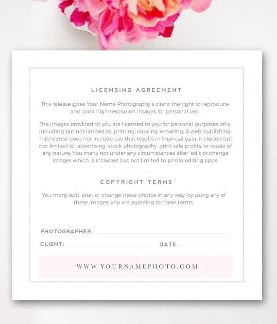 photographer print release template