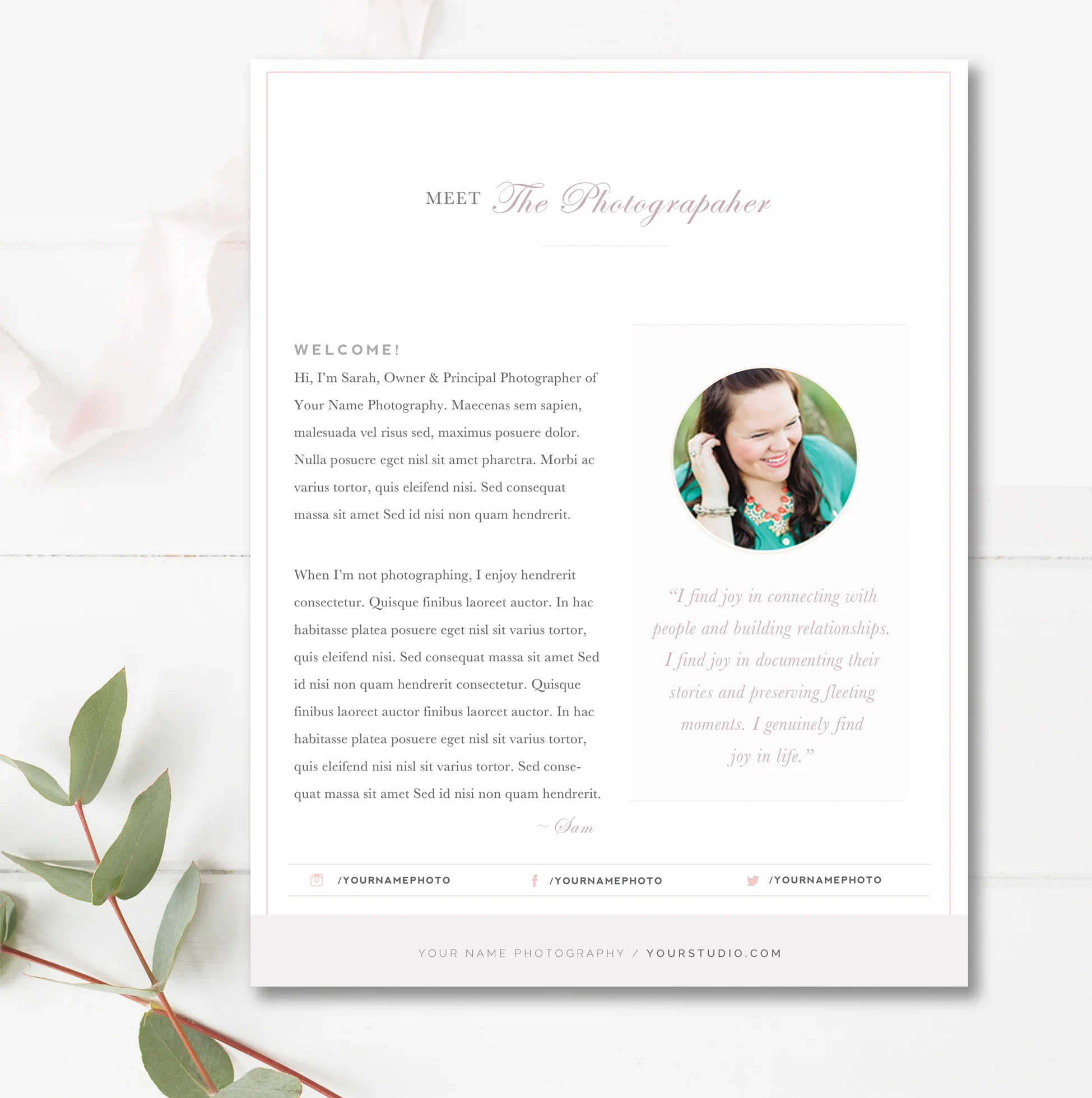 About Me Page Template for Photographers