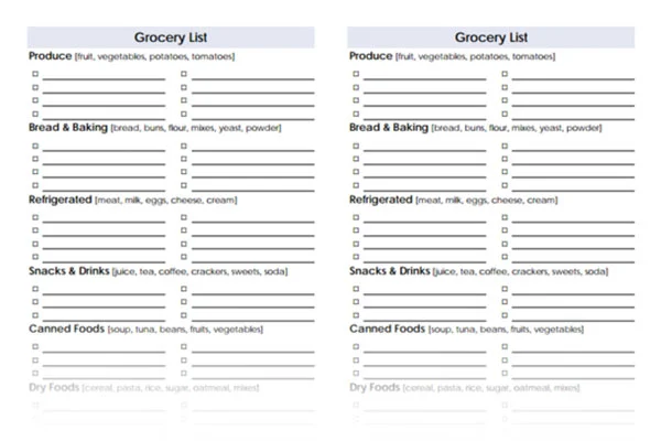 Free Printable Grocery List Templates New Shop Addition By