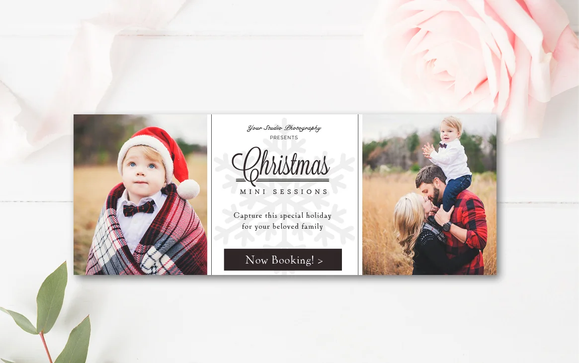 Christmas Mini Session Facebook Timeline - Photoshop Template - Holiday Photographer Templates