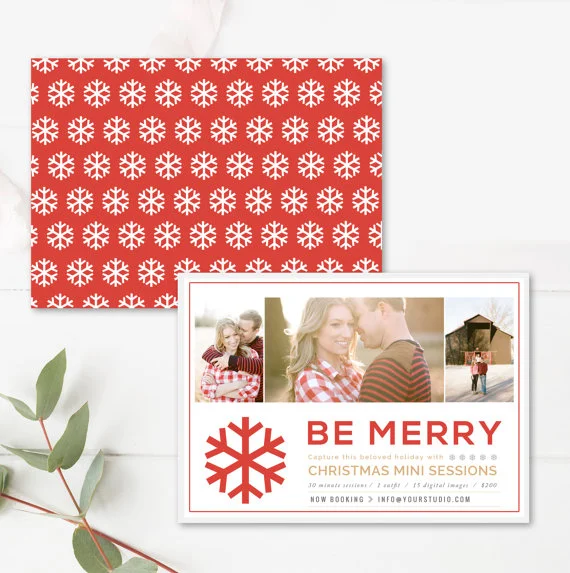 Christmas Mini Session Template - 5x7 Holiday Mini Session Templates for Photographers