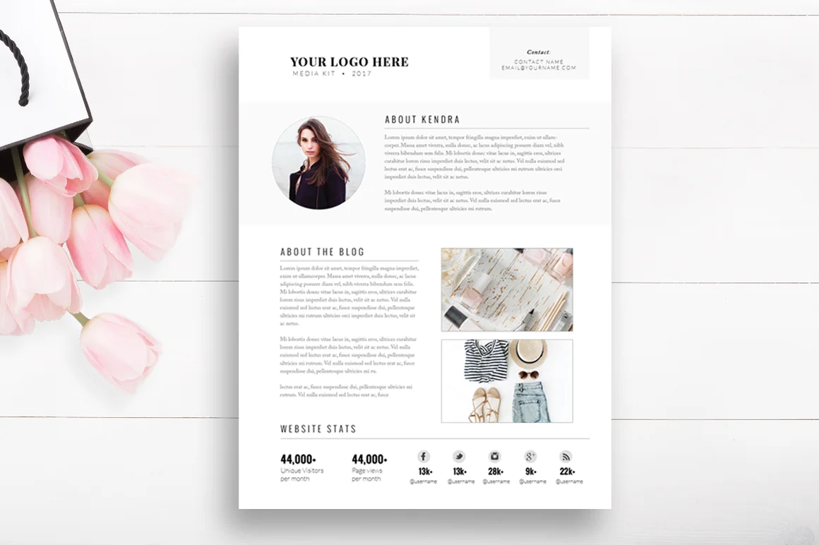 Media Kit Template 2 Page - Blogger Media Kit