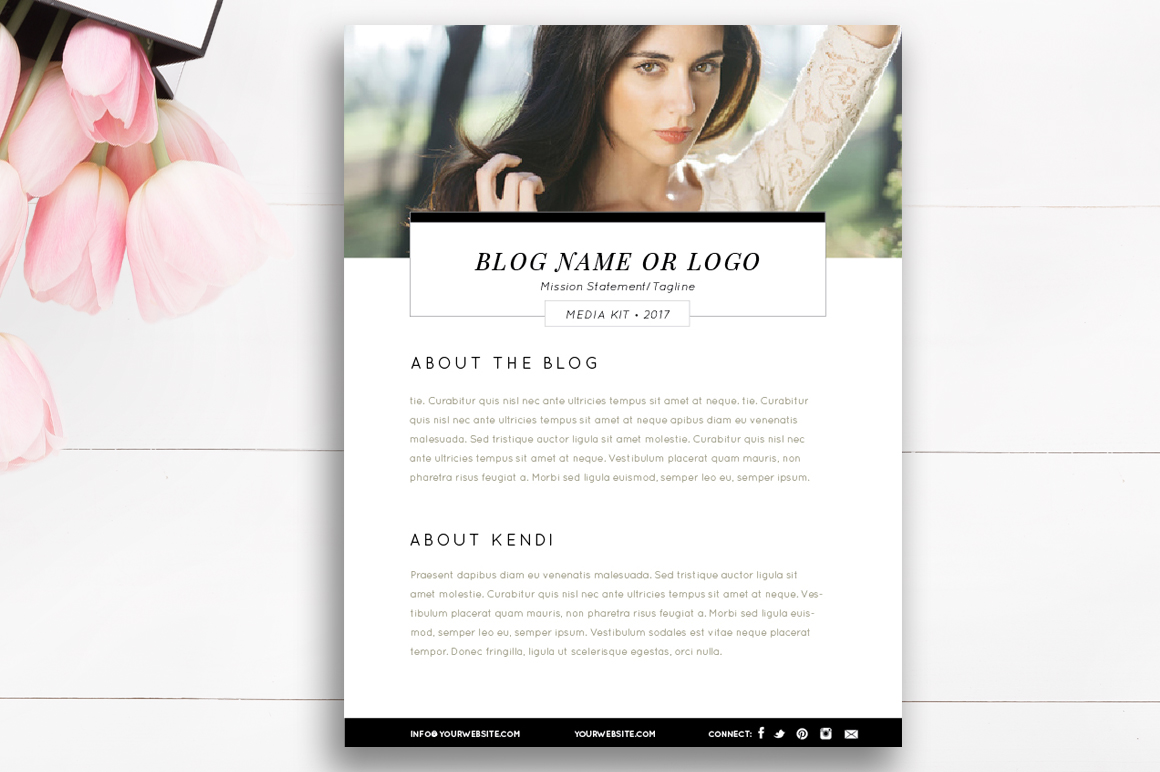 Blogger Media Kit Template | 3 Pages | Photoshop & InDesign
