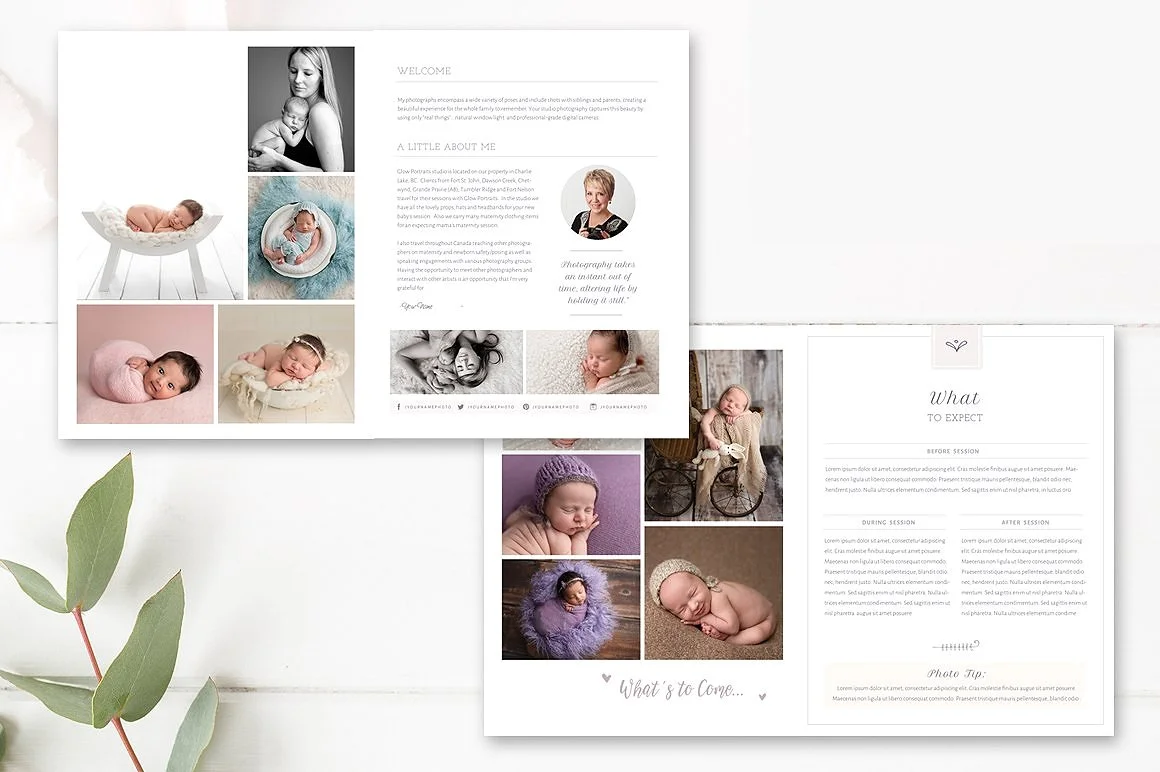 Newborn Photography Magazine Template - 22 pages - Photography Studio Magazine