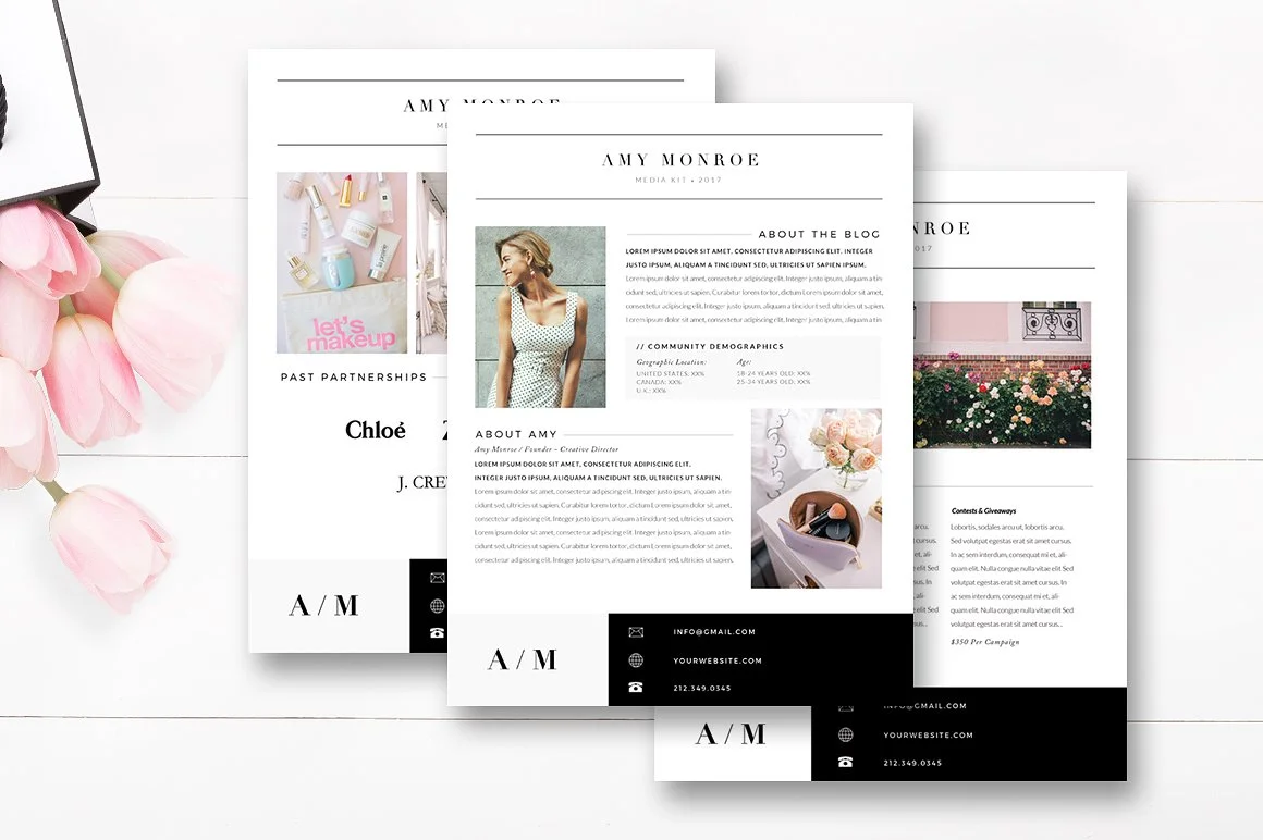 Media Kit Template 4 Page - Fashion Blogger Media Kit