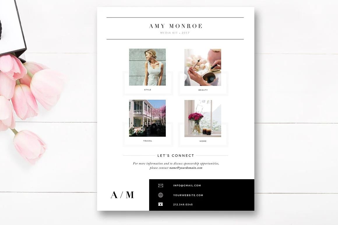 Media Kit Template 4 Page - Fashion Blogger Media Kit