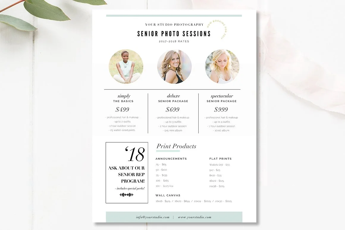 Pricing Template Photography — By Stephanie Design