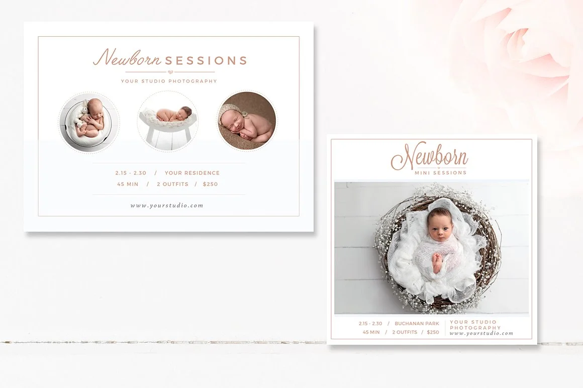 Newborn Photography Marketing Set & Magazine Template
