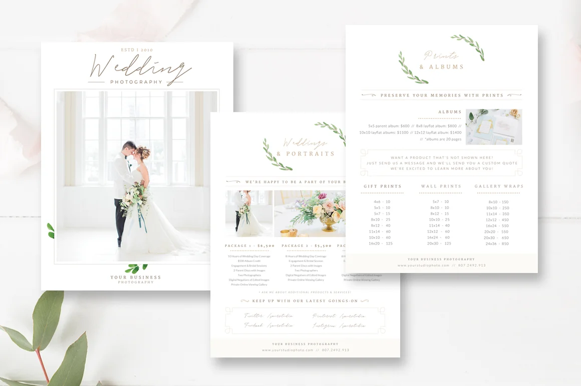 Wedding Photographer Pricing Guide Set — By Stephanie Design