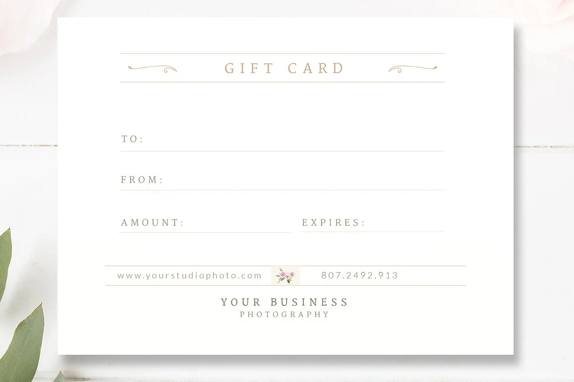 Wedding Photographer Gift Card Template, Gift Certificate PSD,