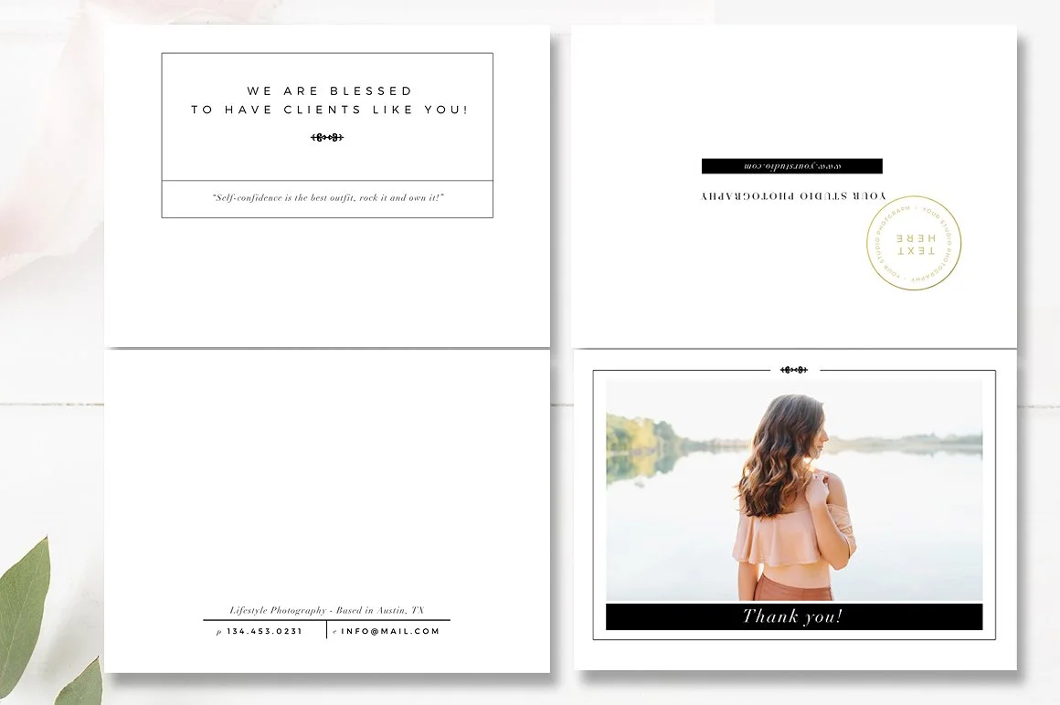 Thank You Card Template for Photographers, High School Senior Marketing