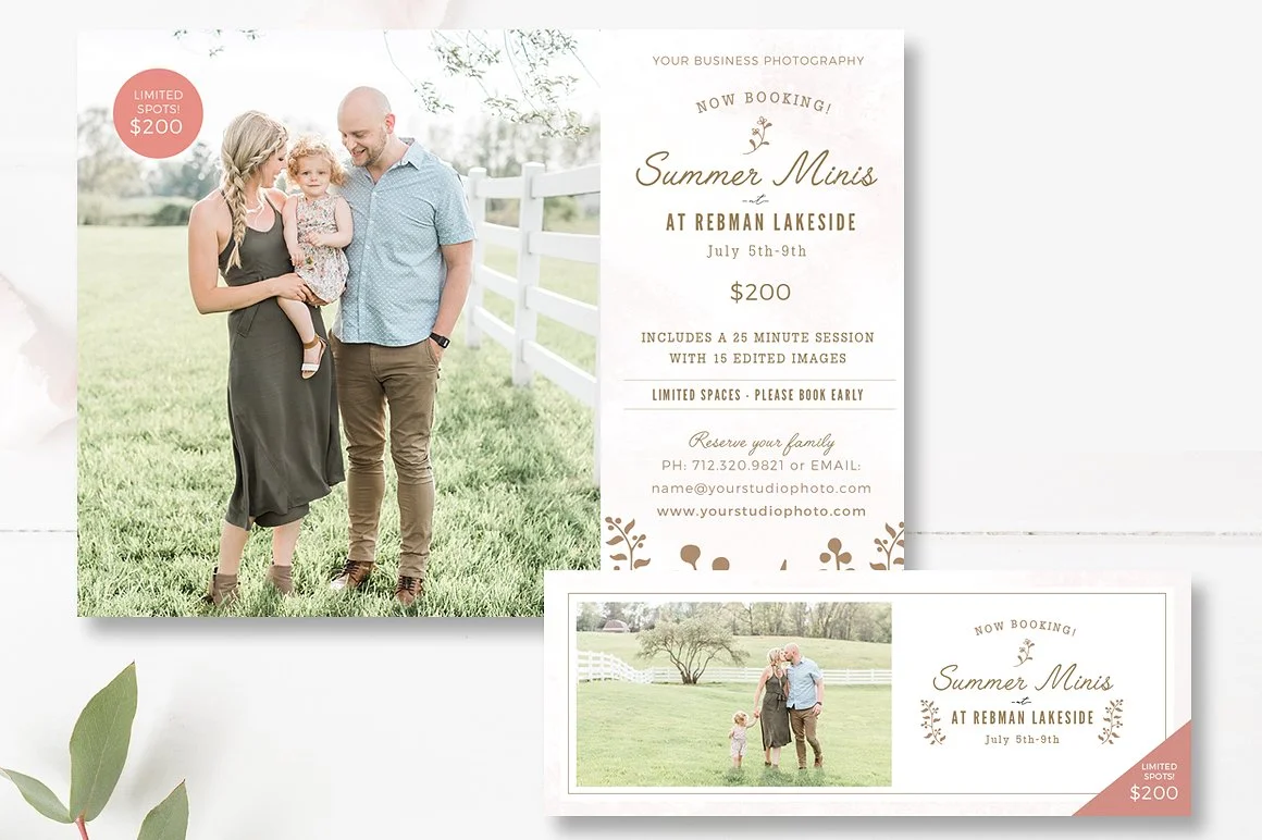 Summer Mini Session Template + FREE matching Facebook Timeline