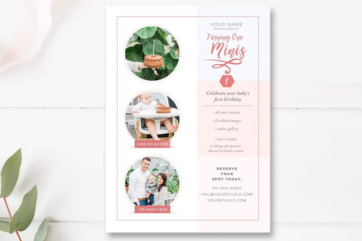 Cake Smash Mini Sessions Marketing Board (+ FREE matching 5x5 Promo), Photography Marketing, Birthday Photo Sessions
