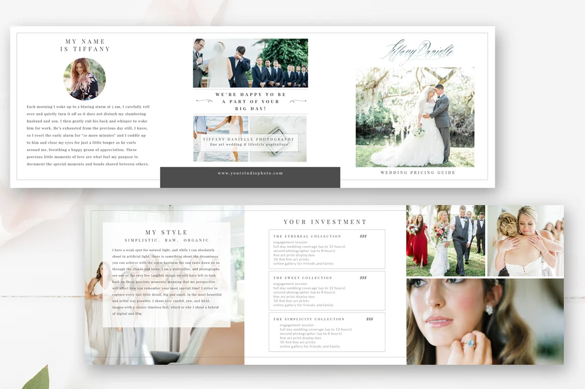 Wedding Pricing Template 5x5 Accordion Trifold, Photo Trifold 5x5 Brochure