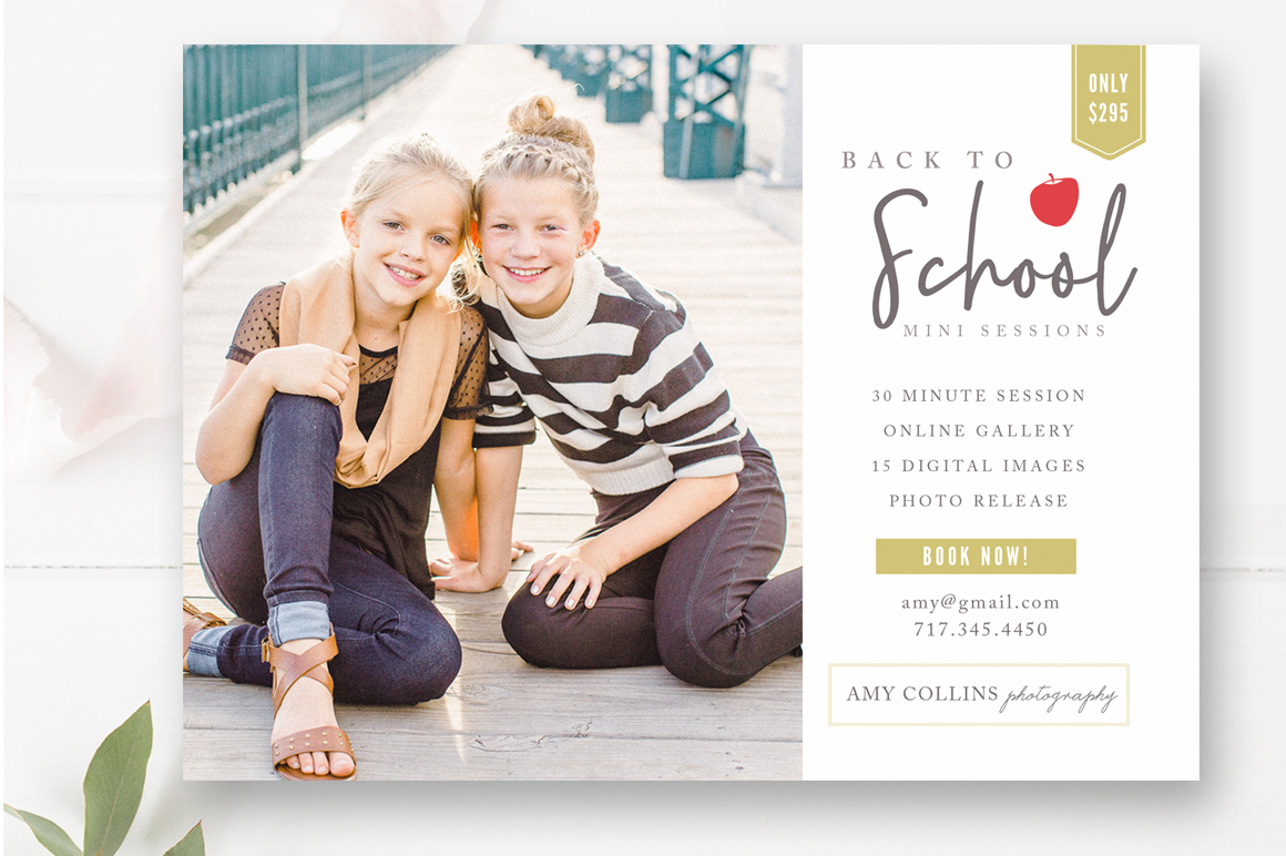 Back to School Mini Session Template, Photography Marketing Board