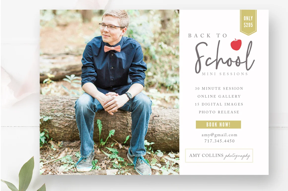 Back to School Mini Session Template, Photography Marketing Board