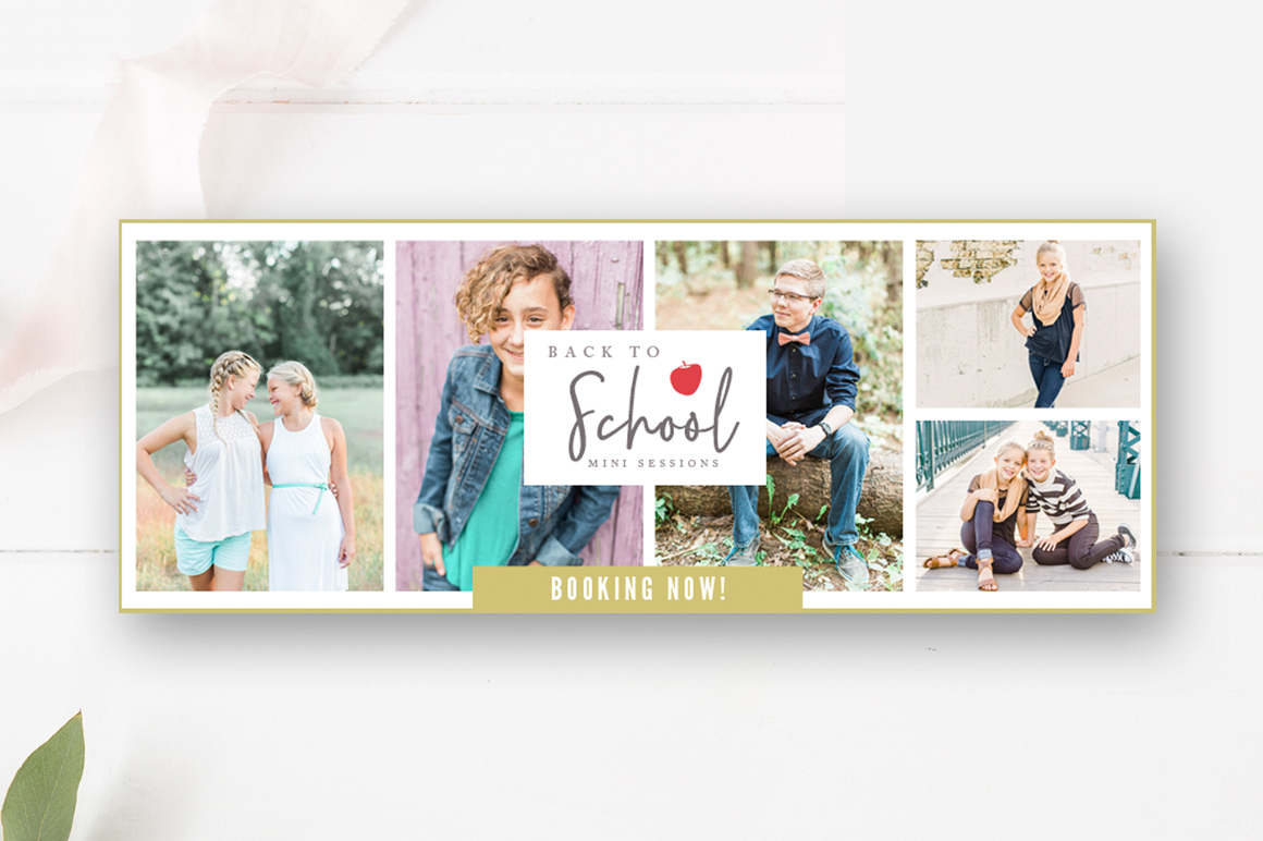 Back to School Mini Session Template, Facebook Timeline Design PSD