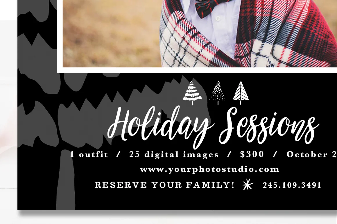 5x5 Christmas Mini Session Template, Photography Marketing Templates