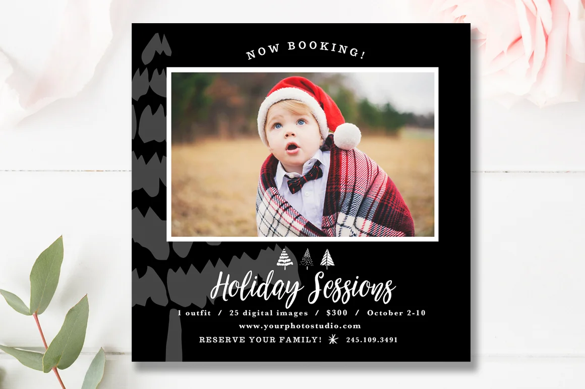 5x5 Christmas Mini Session Template, Photography Marketing Templates