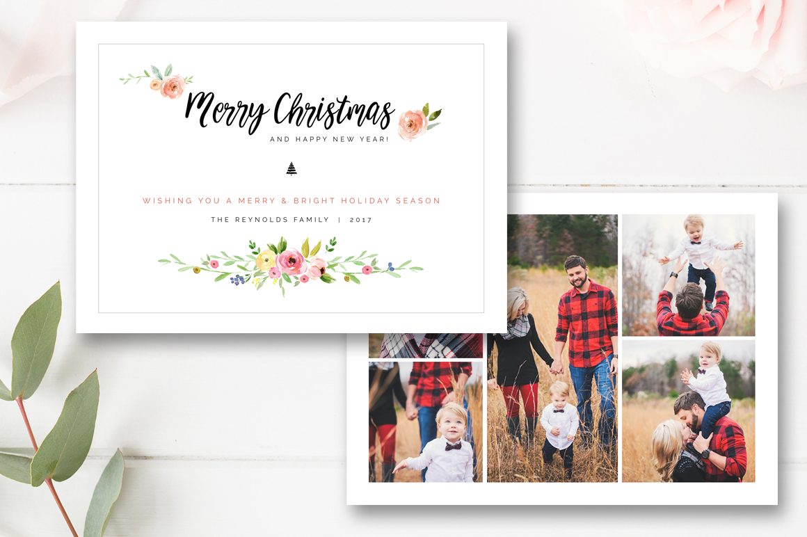 Christmas Photo Card Template, Holiday Card Templates for Photographers —  By Stephanie Design With Holiday Card Templates For Photographers