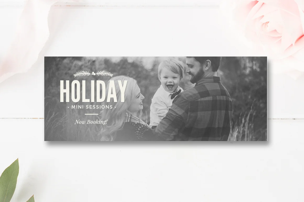 Holiday Mini Session Template, Christmas Minis + FREE matching Facebook Cover
