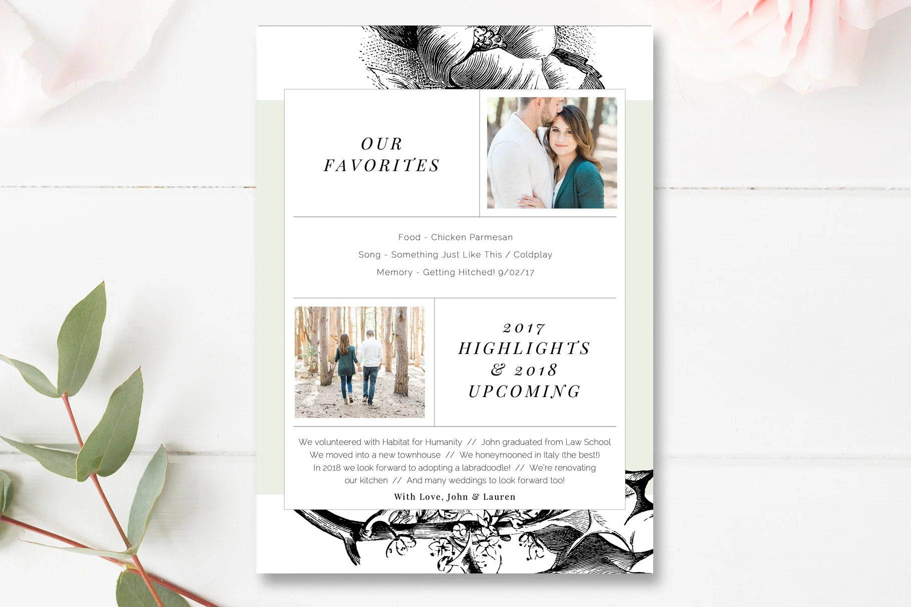 Year in Review 5x7 Photo Card Template, Photoshop Template