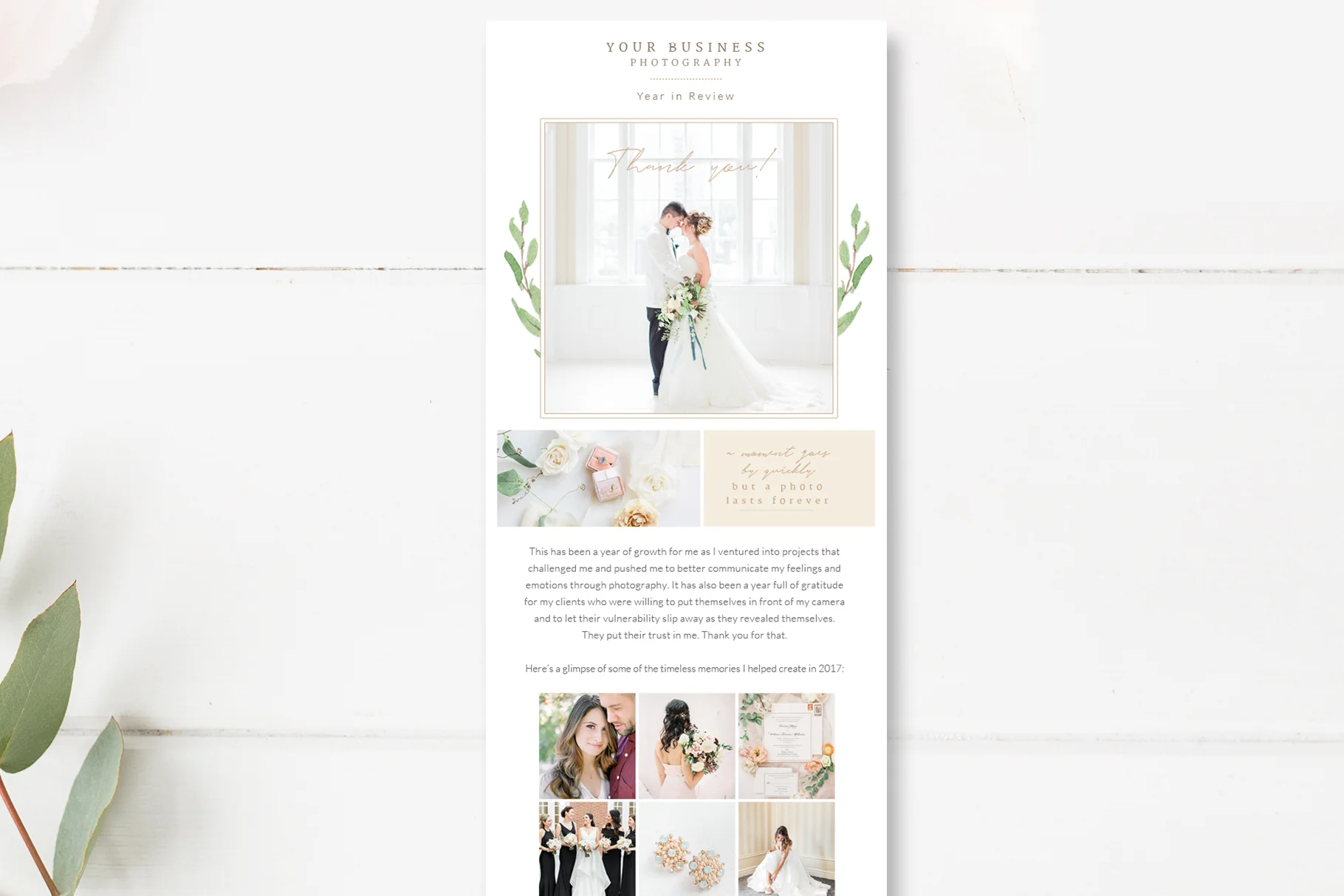 Year in Review Email Newsletter Template for Photographers