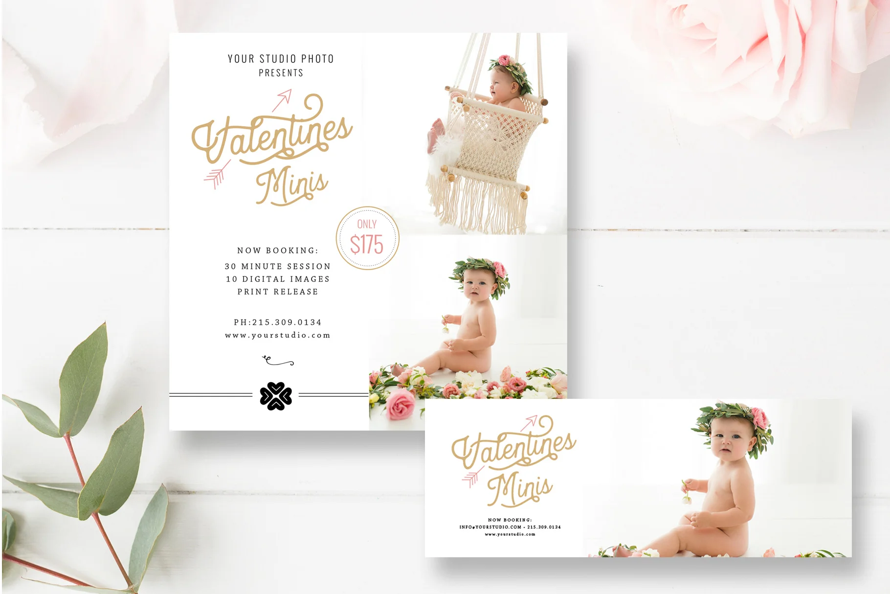 Valentine's Mini Session Template + FREE matching Facebook Cover Template