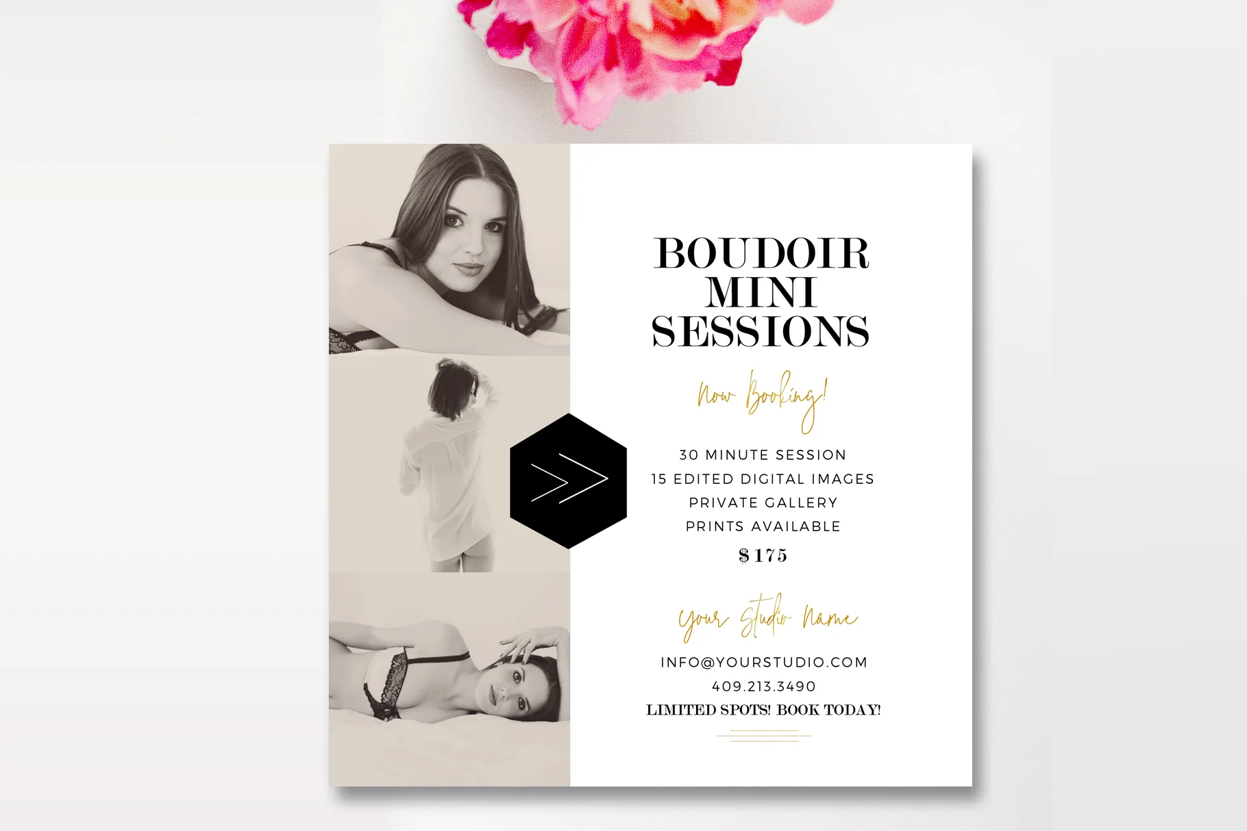 Boudoir Mini Session Marketing Board, Photoshop Template