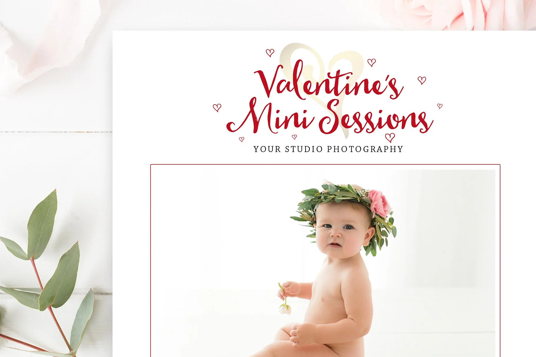Valentines Day Mini Session Template, Photoshop Template