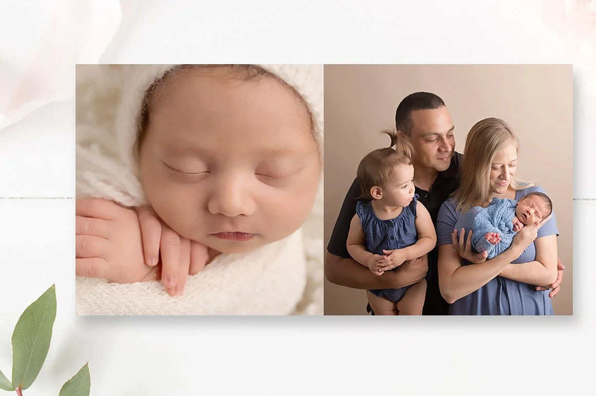10x10 Baby Album Photoshop Template, Newborn Photo Album for Pro Photographers