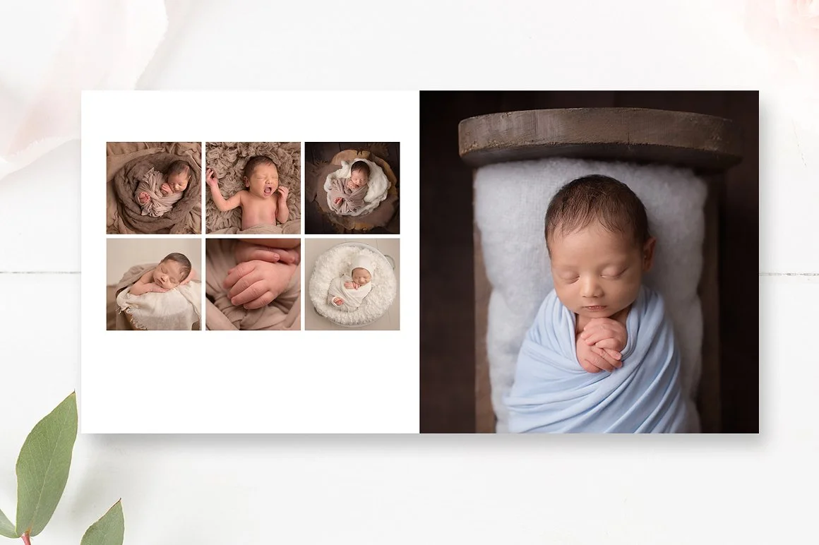 10x10 Baby Album Photoshop Template, Newborn Photo Album for Pro Photographers