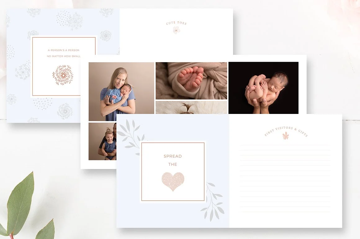 10x10 Baby Album Photoshop Template, Newborn Photo Album for Pro Photographers