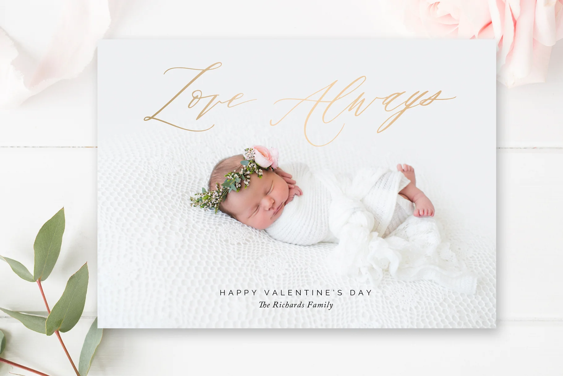 Valentine's Day Photo Card Template, Photoshop Template