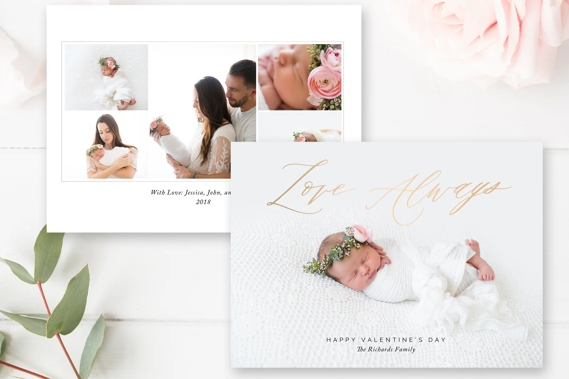 Valentine's Day Photo Card Template, Photoshop Template